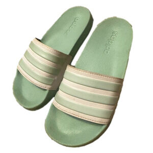 Blue adidas slides​​